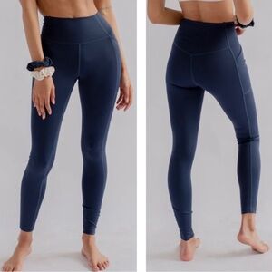 Girlfriend Collective Pocket High-Waisted Navy Blue Leggings Sz XS